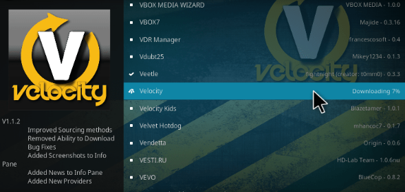 Herunterladen des Velocity Kodi 17 Addons - Eine vollständige Anleitung
